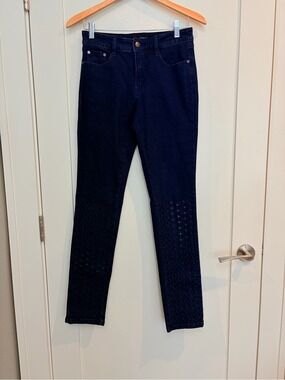 Joseph Ribkoff Dark Wash Laser-Cut Eyelet Slim Jeans Size 6